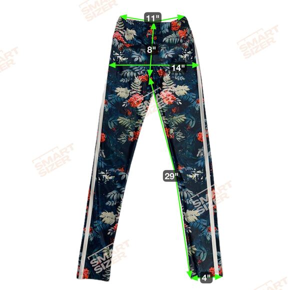 Goldsheep Vibrant Tropical Foliage Red Berries Track Stripe Leggings Size S - Picture 5 of 9